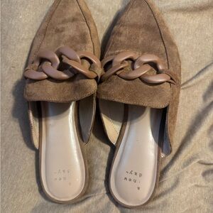 A New Day Brown Suede Mules with Minimalist Design